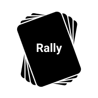 A stack of cards reading "Rally"